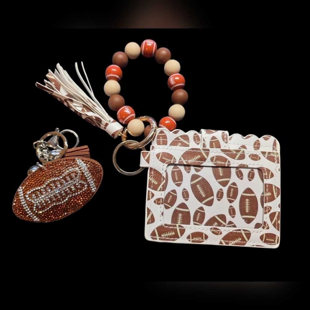Football Pattern Wallet and Keychain Set - Picture 2 of 2